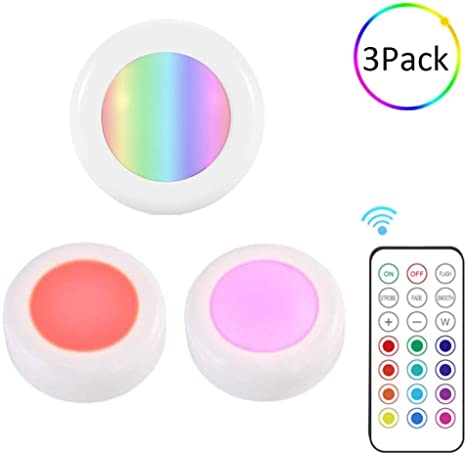 LED Puck Lights Wireless Push Lights, RGB Touch Lights with Remote 13 Colors Adjustable, Stick on Lights for Room Décor