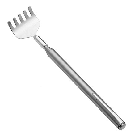 Telescopic Stainless Steel Back Scratcher with Pocket Clip