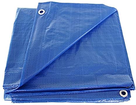 P-LINE Large Blue Tarp Cover – Outdoor Tarp for Pools, Boats, Cars and Trucks – Waterproof Tarp Cover – Heavy-Duty Poly Tarp with Grommets – 5mil Thick – Secured Tie-Down (20'x20')