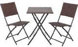 Grand Patio Wood-like Resin Rattan Foldable Parma Bistro Set of 3 PCS with Rust-proof Steel Frames Brown