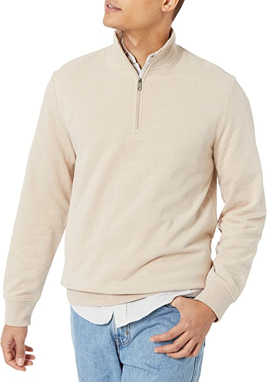 Amazon Essentials Men's Lightweight French Terry Quarter-Zip Mock Neck Sweatshirt