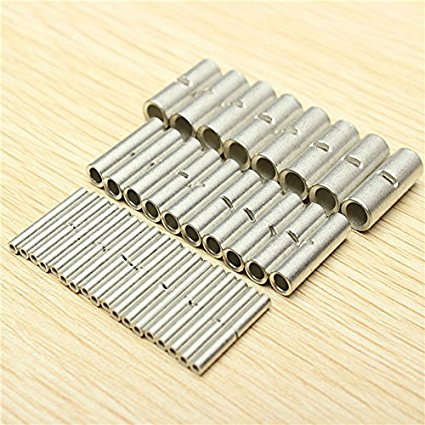 Lucksender 150pcs Silver Metal Uninsulated Wire Ferrule Cable Crimp Terminals Butt Connector(10 -12 AWG (4.0-6.0mm?) / 14 -16 AWG (1.5-2.5mm?) / 18 - 22 AWG (0.5-1.5mm?),each size 50pcs)