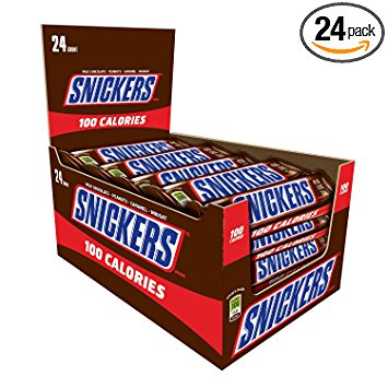 SNICKERS 100 Calories Chocolate Candy Bar 0.76-Ounce Bar 24-Count Box