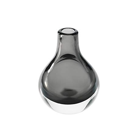 CASAMOTION Home Decor Accent Vase Hand Blown Art Solid Color Glass Bud Vase, Smoke