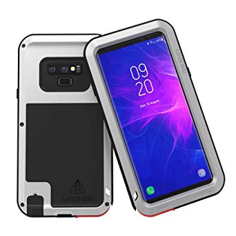 LOVE MEI Samsung Galaxy Note 9 Case Full Body Protection Heavy Duty Rugged Cover Military Grade Drop Resistant Metal Case for Galaxy Note 9 (Silver)