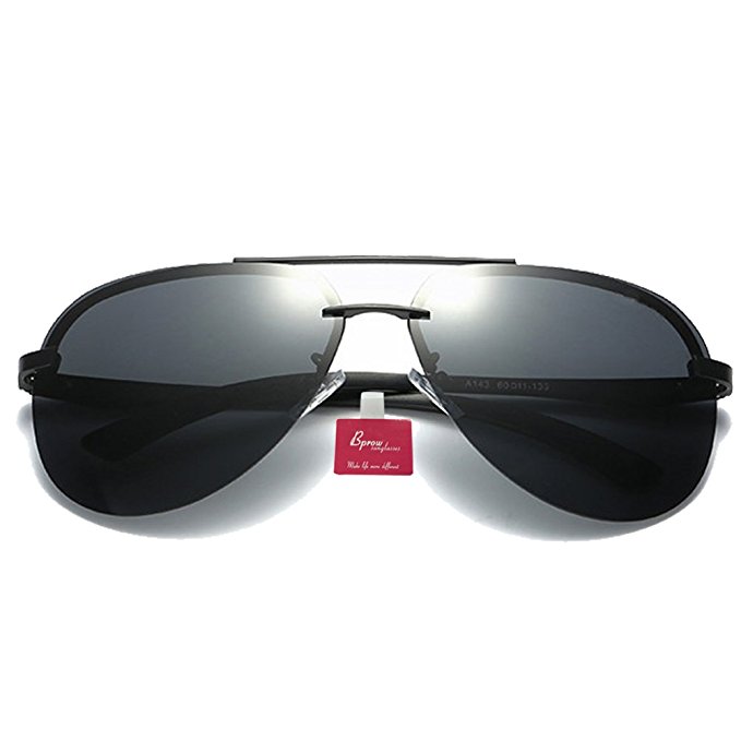 Bprow Half Frame Aviator Sunglasses Polarized for Men and Women Fishing Sun Glasses