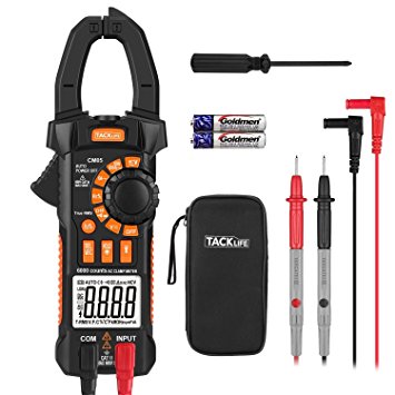 Digital Clamp Meter, 6000 Counts Tacklife CM05 Clamp Multimeters, AC/DC Voltage Tester, AC Current Detector, AC Signal Frequency, VFC, NCV, Resistor, Capacitor, Diode, Duty Cycle, Continuity Tester