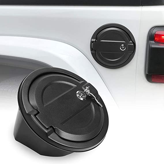 SUPAREE JL Locking Gas Cap Cover Fuel Door for 2018 2019 2020 Jeep Wrangler JL & Unlimited Sport Rubicon Sahara 2-Door 4-Door Black Locking