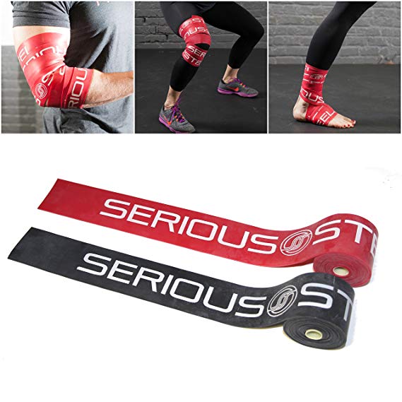 Serious Steel Mobility & Recovery (Floss) Bands |Compression Tack & Flossing (BLACK   RED Set)