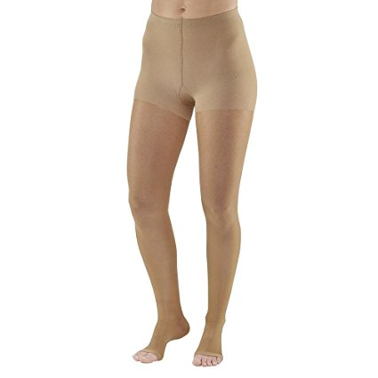 Ames Walker Women's AW Style 268 Signature Sheers Open Toe Compression Pantyhose - 20-30 mmHg Silky Nude X-Large 268-XL-SILKY NUDE Nylon/Spandex