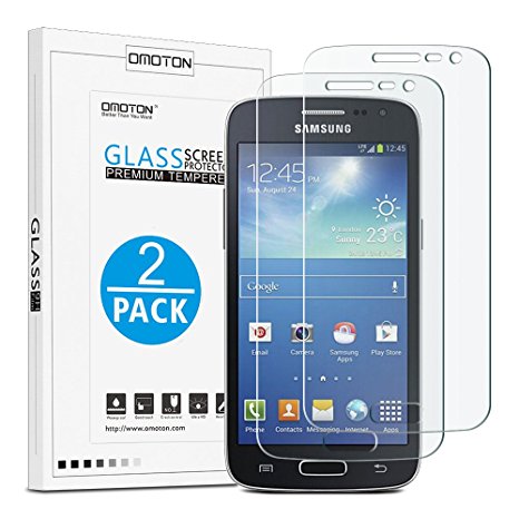 OMOTON Galaxy Express Prime Screen Protector [2 PACK]- [9H Hardness] [Crystal Clear] [Bubble Free] Tempered Glass Screen Protector for Samsung Galaxy Express Prime,