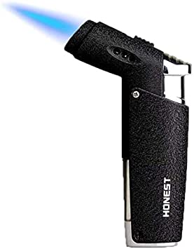 GOLDNCONN Jet Torch Cigar Lighter, Strong Flame Windproof Butane Fuel Cigarette Lighter (Black)