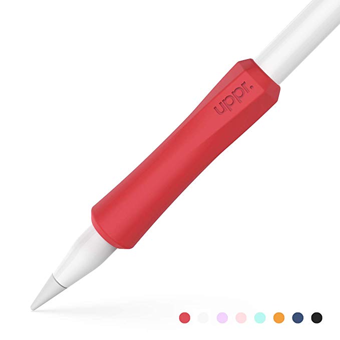 UPPERCASE NimbleGrip Premium Silicone Ergonomic Grip Holder, Compatible with Apple Pencil and Apple Pencil 2 (2 Pack, Red)