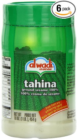 Al Wadi Tahina, 100% Ground Sesame, 16-Ounce Jars (Pack of 6)
