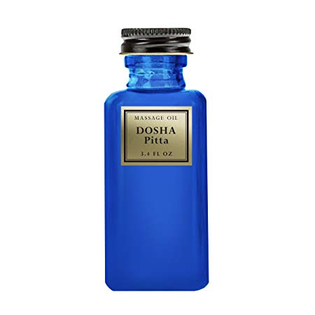 Herbal Massage Oil - Ayurvedic Remedy (Pitta Blend) - Enhanced with Sandalwood, Geranium, Lavender and Rose Essential Oils - All Natural Moisturizer - 3.4 Oz Glass Bottle
