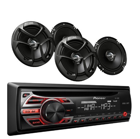 Pioneer DEH-150MP Car Audio CD MP3 Stereo Radio Player, Front Aux Input with  JVC 6.5 Inch 2-WAY Car Audio Speaker (Black)