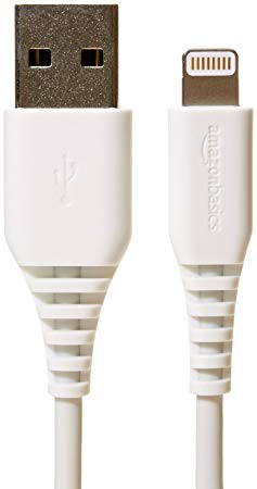 AmazonBasics Lighting to USB A Cable for iPhone and iPad - 6 Feet (1.8 Meters) - 2 -Pack - White