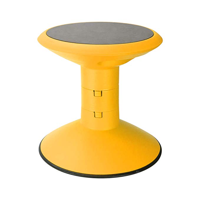 Storex Wiggle Stool, Adjustable Height 12”, 14”, 16”, or 18” for Active Seating in The Classroom, Yellow (00303U01C)