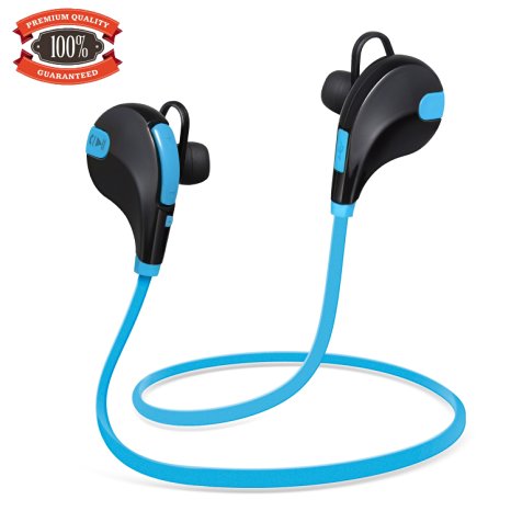 Xcords Sports Wireless Car Headphones, Sweat-proof, In-ear Stereo Earbuds, Premium Sound with Bass, Noise Cancelling for iPhone/iPad /iPod and Android Devices with Mic(Blue)