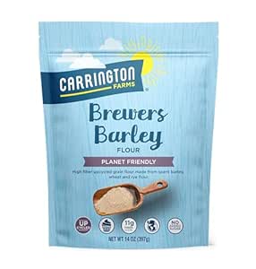 Carrington Farms Brewer's Barley Flour – High Protein, Fiber & Iron, Nutrient Rich Flour for Baking & Cooking – Blend with Traditional Wheat Flour for Nutritional Boost (14 oz)