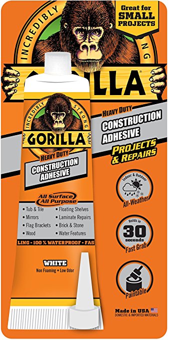 Gorilla Heavy Duty Construction Adhesive, 2.5 oz., White by Gorilla