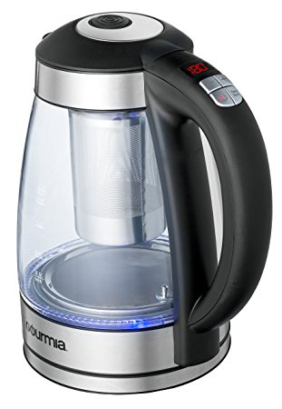 Gourmia GDK240 Electric Tea Kettle Clear, Cordless Base, Programmable Temperatures, Keep Warm Settings & Control Panel - 2 Quarts