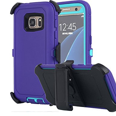 Galaxy S7 Case, AICase Heavy Duty Holster Case Belt Clip   Armor Defender Protective Kickstand Cover with Built-in Screen Protector for Samsung Galaxy S7 (2016) (Purple)