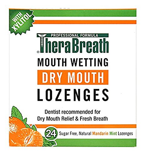TheraBreath Dentist Recommended Dry Mouth Lozenges, Sugar Free, Mandarin Mint Flavor, 24 Count