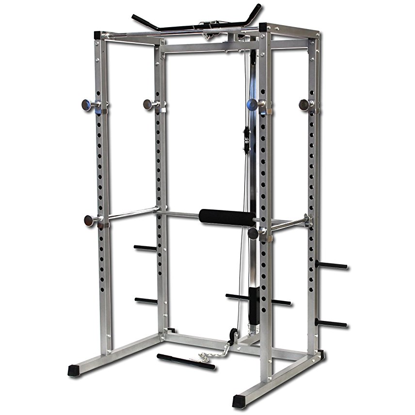 GYMANO | ULTIMATE POWER RACK SQUAT CAGE w/LAT PULL DOWN/SEATED ROW/ARM CURL