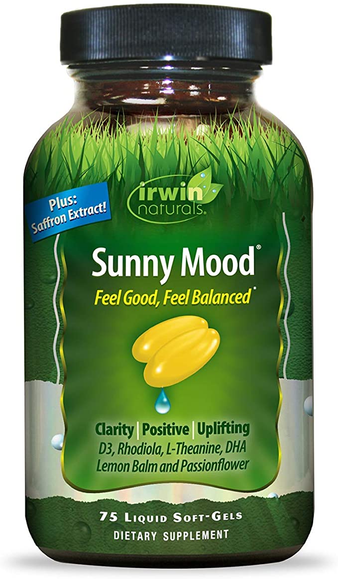 Sunny Mood by Irwin Naturals, Mood and Stress Support, 75 Liquid Soft-Gels