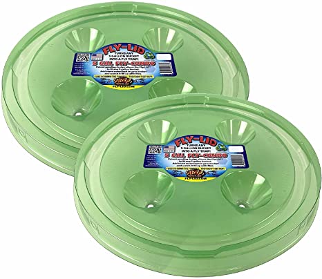 Fly-Lid – 5 Gallon Bucket Fly Lid (2 Pack) – Turn Any 5 Gallon Bucket into a Fly Trap!