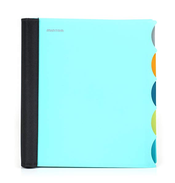 Mintra Office Durable PREMIUM Spiral Notebook - Fabric Covered Coils, No Snags, Removable Adjustable Pocket Dividers, Ruler, Organization, Customizable ((Teal, 5 Subject, 8.5in x 11in))