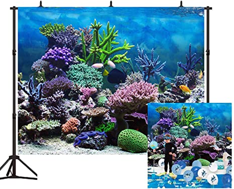Beautiful Coral Reefs Background 7X5ft Tropical Ocean Underwater Ecosystem Photography Backdrop for Photo Studio Party Kids Room Props BT007