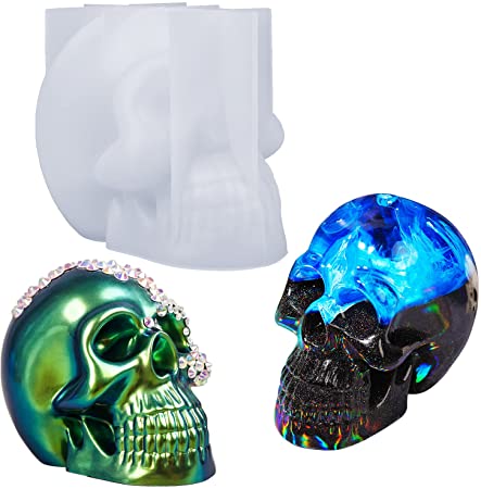 LET'S RESIN Silicone Skull Molds, 3D Large Skull Shape Molds for Epoxy Resin, Skeleton Skull Decor Epoxy Resin Mold for Candle Making, Home Decor, Outdoor, Resin Casting Art Crafts