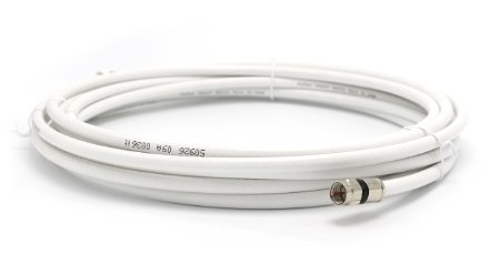 30' feet white RG6 coax, coaxial cable with two male F-pin Male connectors for Satellite, DIRECTV, Dish Network, Comcast, Verizon FIOS, Charter, FTA, OTA, HD Antennas, and off-air Channels