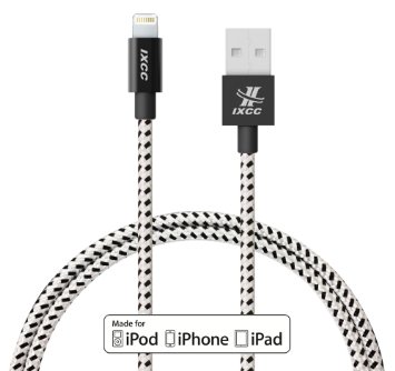 Apple MFi Certified, iXCC® 4ft [High Quality] Braided Lightning 8pin to USB Fast Charge and Sync Cable for iPhone SE/5/6/6s/Plus and iPad Mini/Air/Pro