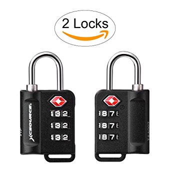 XCSOURCE TSA Locks 2 Pack with Open Alert Indicator Suitcase Luggage Lock Travel Bagpack 3-Digit Combination Security Padlock XC402