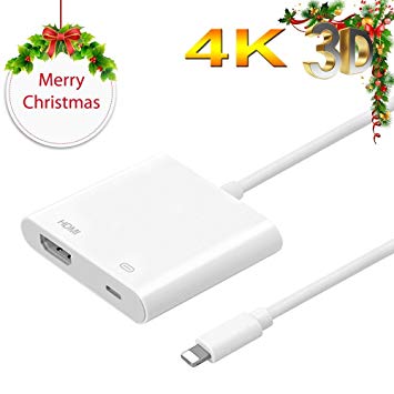 Compatible with iPhone 5 6 7 8 X iPad iPod HDMI Adapter Converter 2 in 1 Plug and Play 1080P Audio AV Adapter Connector to HDTV Projector (s4)