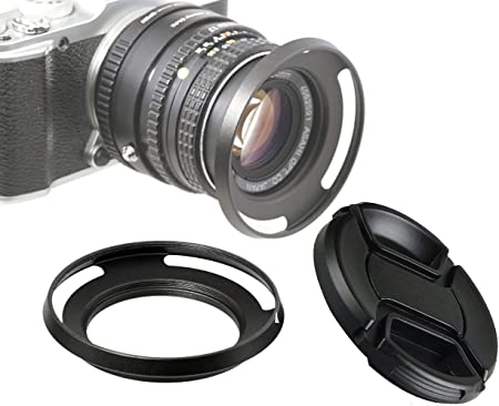 Fotasy 43mm Slim Low Profile Designed Metal Curved Metal Screw-in Lens Hood Shade for Leica Leitz Voigtlander Canon Fuji Nikon Olympus Panasonic Pentax Sony, 43 mm Hood