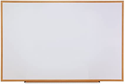 Universal Dry Erase Marker Board, Melamine, 72 x 48, Oak Wood Frame