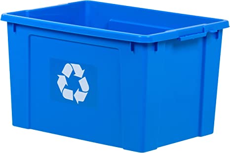 IRIS USA 19 Gal. / 78 Qt. Plastic Recycle Bins with Bulit-in Handle, for Home Commercial Indoor Outdoor and Garage, Durable, Easy Clean Up, BPA Free, Eco-Friendly, Space-Efficient, Trash Can, Blue