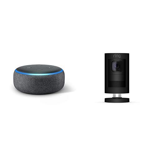 Ring Stick Up Cam Battery HD Security Camera (Black) with Echo Dot (3rd Gen)