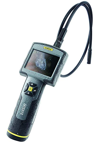 General Tools DCS312 Heavy Duty Handheld Digital Video Inspection Camera Borescope Endoscope with 3.5 Inch Color LCD Screen, 1 Meter Flexible-Obedient, LED Lighted 12mm Tip, IP67 Rated