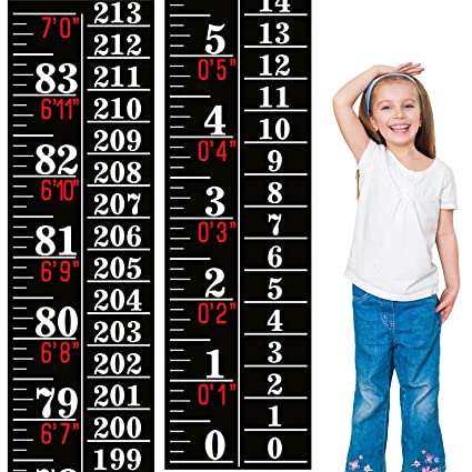 Growth Chart Height Indicator Tape Ruler Height Growth Chart Ruler Height Indicator Adhesive Ruler for Measuring Kids Boys Girls (Black)