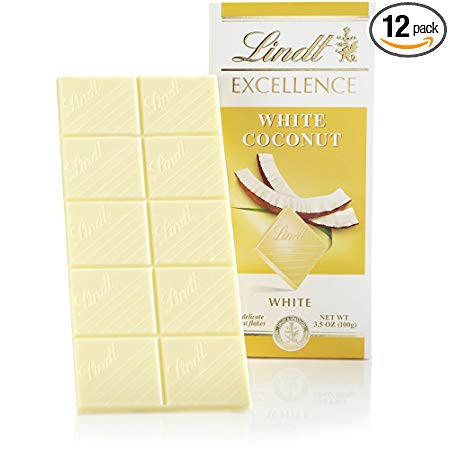 Lindt Excellence Bar, White Coconut, Gluten-Free, 3.5 Ounce (Pack of 12)