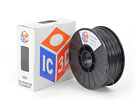 IC3D Black 3mm ABS 3D Printer Filament - 2.1lb Spool - Dimensional Accuracy  /- 0.05mm - Professional Grade 3D Printing Filament - MADE IN USA