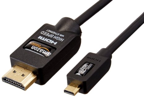 AmazonBasics High-Speed Micro-HDMI to HDMI Cable - 65 Feet 19 Meters - Supports Ethernet 3D and Audio Return