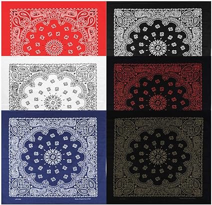 Large Bandanas 27 x 27 | Versatile Biker Rags | Classic Paisley Bandana Pattern