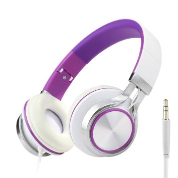 Sound Intone Ms200 2015 New Stereo Foldable Headphones Over-ear Hi-Fi Light Weight Headset for Smartphones Mp34 Players Laptops Computers Tablet iphone samsung Ipod Andriod HTC WhitePurple