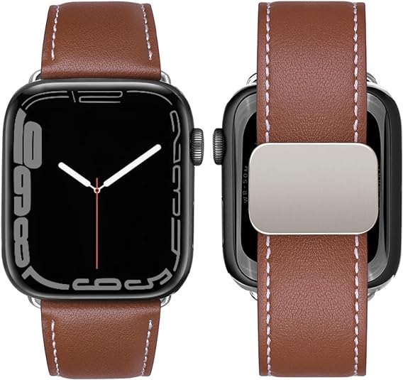Leather Band Compatible with Apple Watch Band 49mm 45mm 44mm 42mm Genuine Leather Strap Vintage Bands Replacement for iWatch SE SE2 Ultra Series 8 7 6 5 4 3 2 1 Watchbands for Men Watchbands
